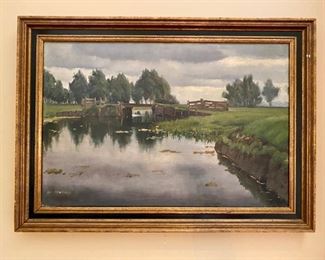 Frits Hubeek (Dutch 1884-1952), “Marsh Landscape,” oil on canvas, signed and dated ‘42