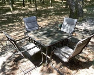 Iron and Stone Patio Table Chairs