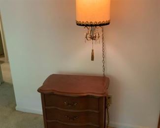 Two Hanging Lamps and End Table
