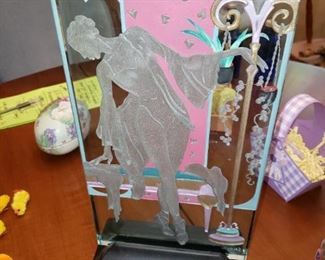 Glass Deco piece signed by Artist 'Saxon'.  Documentation of purchase is included. 