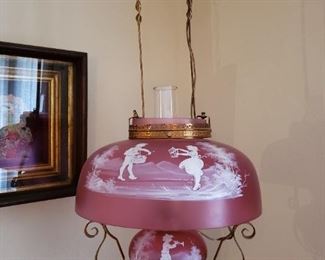 Mary Gregory Beautiful Glass Hanging Lamp