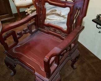 Two Chinese Scholar Stone Plaque Chairs