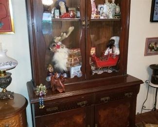 Bad photo. Great piece. Antique Gallery/China Cabinet with Glass front. 