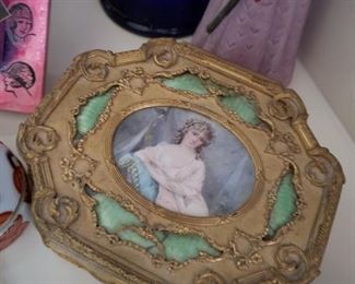 Gilt Bronze Box with Painting - signed