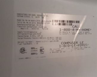 Kenmore refrigerator
model # 253.6482440E