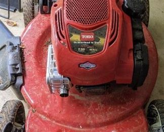 Toro Recycler 22" self propelled mower and Toro bag. Tested.