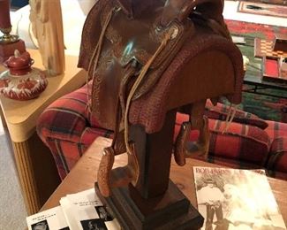 Carved wood saddle sculpture by William Churchill "California Loop Seat"