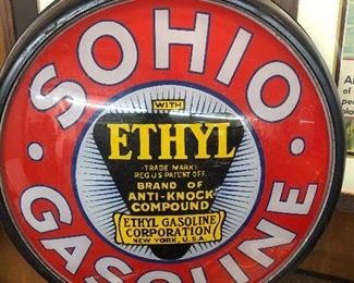 Reverse side of Sohio Ethyl gasoline gas globe