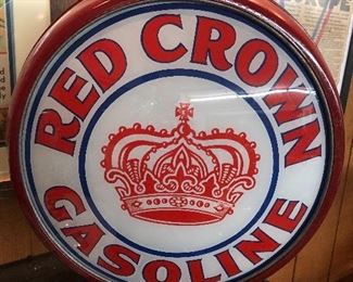  Reverse side of red crown gasoline gas globe