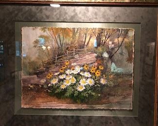 Robert Laessig large framed watercolor