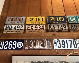 Collection of all Ohio License plates from 1908/09 through 1970s but missing 1933, 1943, 1952. Selling in the mancave as a single collection and in the middle barn a la carte.