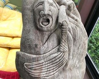 2 sided stone sculpture