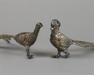 20 Pair of Silverplate Pheasants Pair of silverplate pheasants, each approximately 7"L x 2 3/4"H. Unmarked.