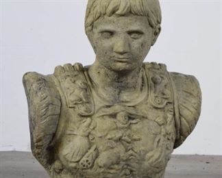31 Cement Bust of Julius Caesar Unsigned. 21 1/2"H x 17"W. Some wear consistent with age
