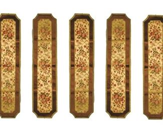 34 5 Brocade Table Runners Originally used on the buffet at the Manor. 66 1/2" x 16". Some light staining and wear from use.