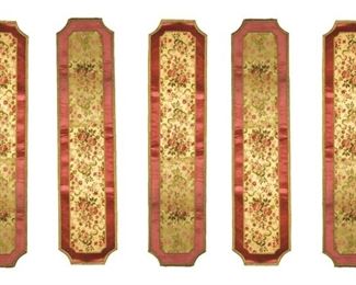 33 5 Brocade Table Runners Originally used on the buffet at the Manor. 66 1/2" x 16". Some light staining and wear from use.