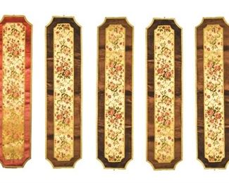 36 5 Brocade Table Runners Originally used on the buffet at the Manor. 66 1/2" x 16". Some light staining and wear from use.