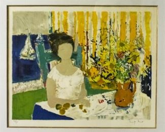 128 Willering Epko Lithograph Willering Epko (Dutch/French, 1928). Lithograph Yvone Au Bouquet. Signed in pencil lower right Epko and numbered 64/75. 19" x 23"