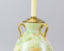 150 Haviland Limoges Hand Painted Lamp Hand painted lamp with floral decoration. Marked on the underside Haviland Limoges and artist initialed. 25"H