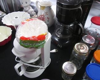 Coffee Makers + Jars & Vintage Juice Jar