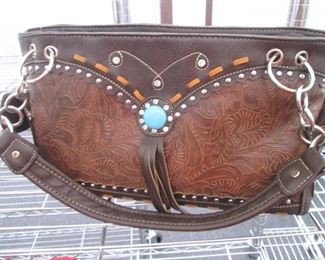 Stunning Purse!  Leather Tooling & Embellishments