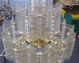 Stunning 3-Tier Crystal & Gold Chandelier.  All Crystal is in Place!  