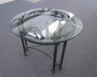 36" Glass Top Table on Metal Base