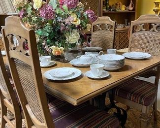 Dining table w/six cane back chairs