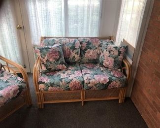 Beautiful 3 piece sturdy wicker set with matching table and 4 chairs