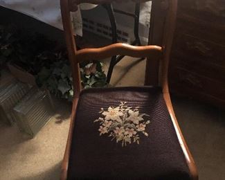 Vintage chair with embroidered seat
