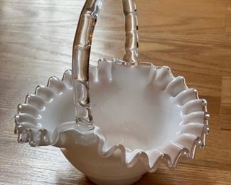 Fenton silver crest basket with handle