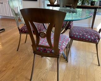 42" round glass top kitchen table and four chairs. Photo 2 of 2