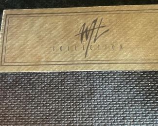 Pair of Wesley Hall red leather club chairs and ottoman with tufted top. Chairs measure 32"W x 40"D. Seat depth is 24" and height is 19". Photo 2 of 3