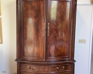 Bernhardt Primary Bedroom Set - sold as set or individually. Solid mahogany pieces include a King four-poster bed, dressing armoire and 6-drawer bureau. Photo 3 of 3.