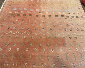 Vintage Moroccan flat weave rug measures 6' x 9'9"