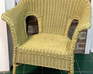 Vintage yellow wicker chair