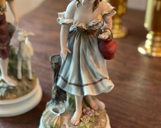 Andrea Sadek Bisque Porcelain Victorian Country Girl with Basket. Photo 1 of 2