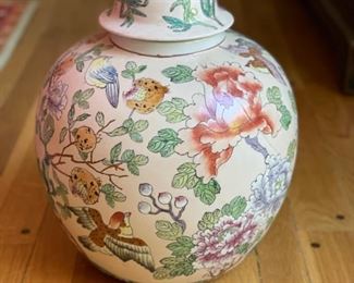 Vintage Asian lidded jar with stamp