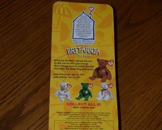 McDonald's Britannia Beanie Baby w/ ERRORS