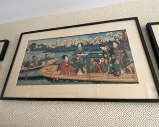 Stunning collection of 1900 woodblock prints descending  from family.