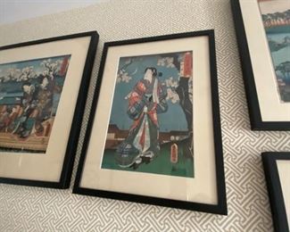 1900's woodblock prints, boarders all intact.  