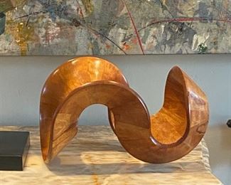 Modern ribbon wood sculpture