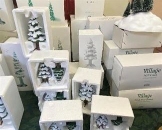 Dept 56 frosted ceramic pine trees 