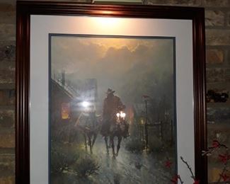 Signed Limited Edition G. Harvey print, "The Ties of Home". 355/1250 and personally signed by G. Harvey. Due to client decision, this item only will be offered for sale through a silent auction. You can submit a bid in person, through email, or phone.