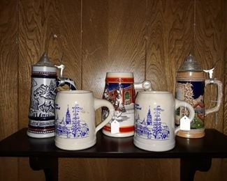 Beer steins and mugs.