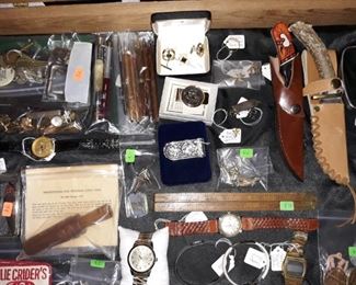 Collectible pens, goose call, vintage watches, and more.