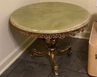 TM9388 Vintage Poured Onyx & Brass Accent Table	
