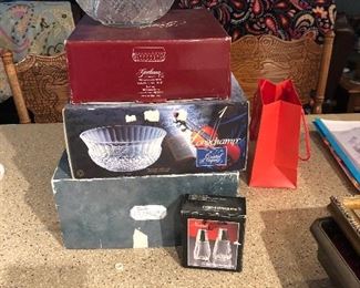 Various lead crystal serving items, including Gorham, Longstreet, and JG Durand