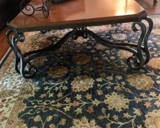 Farmhouse Style Wood and Cast Iron Coffee Table