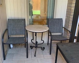 Outdoor Chairs and Stone Top Table
